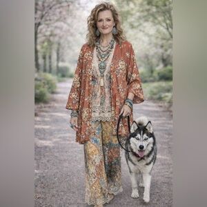 LuLaRoe Rust Floral Kimono